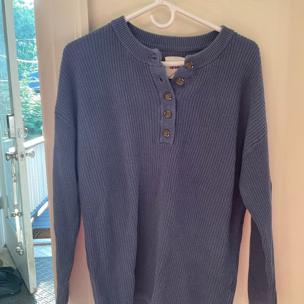 Aerie oversized 1/2 buttons sweater in periwinkle